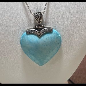 Turquoise heart. 1.5” wide. Two inches from veil to bottom of heart Artisan veil